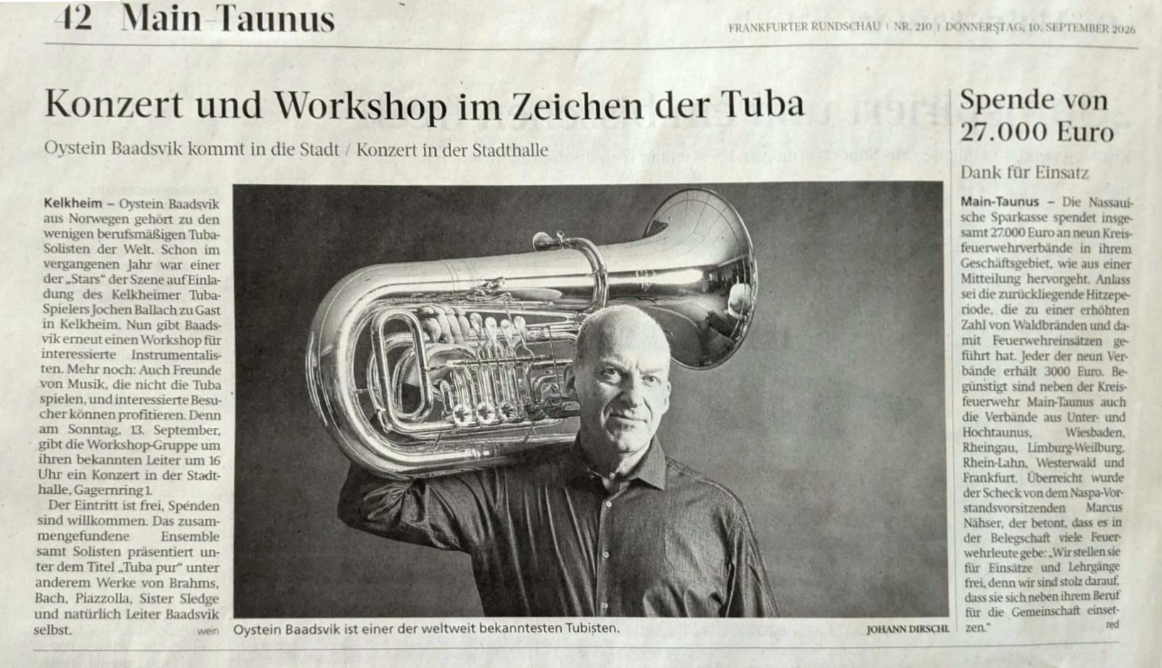 Vorbericht Frankfurter Rundschau - Tubaworkshop Kelkheim 2026